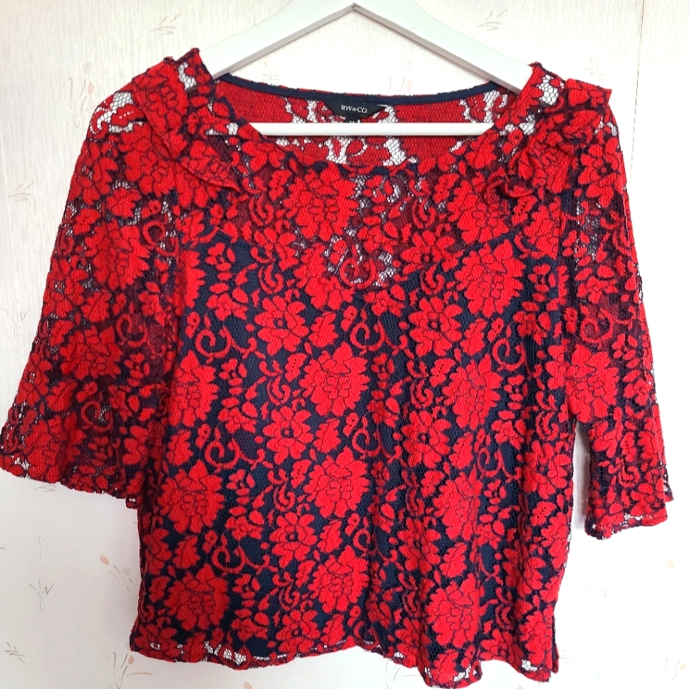 RW&CO, lace top, size s